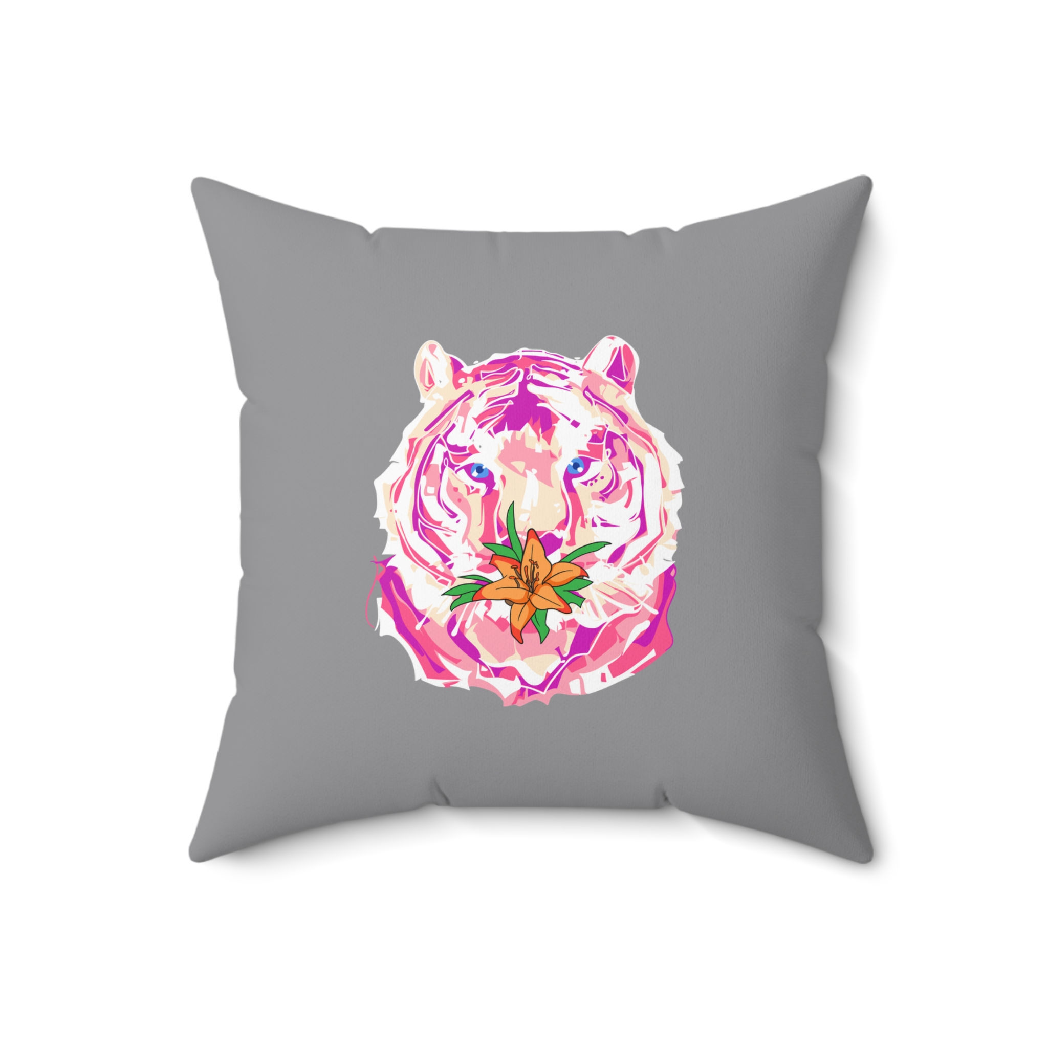 Tiger Lily (Blueberries and Lemonade Edition) Throw Pillow (Grey)
