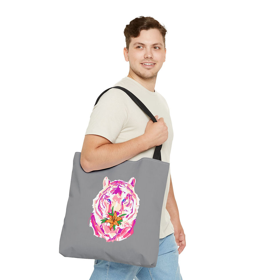 Thumbnail: Tiger Lily (Blueberries & Lemonade Edition) Custom Tote Bag (Grey)