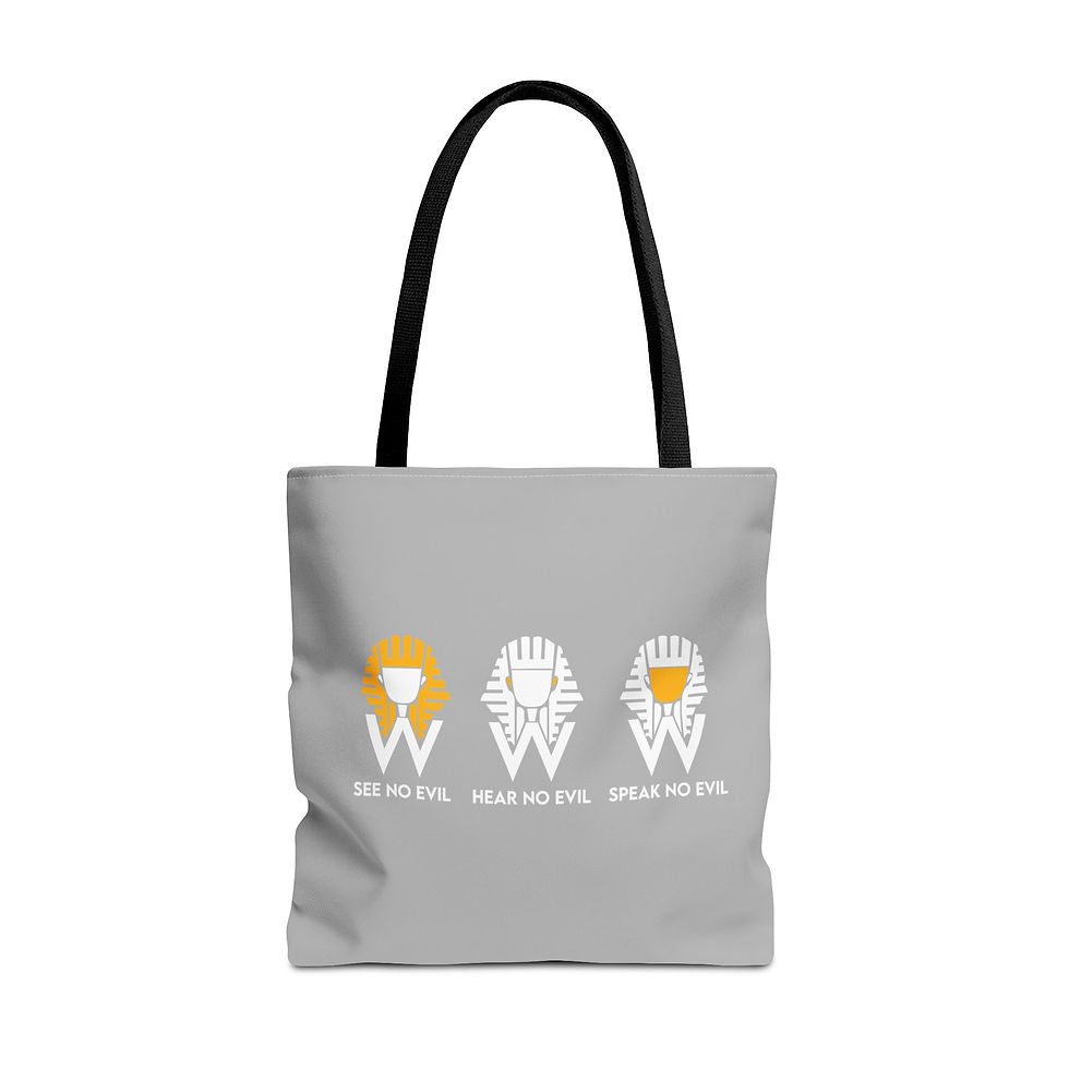 Thumbnail: Will Pharaoh's See, Hear, Speak, No Evil Custom Tote Bag (Light Grey)