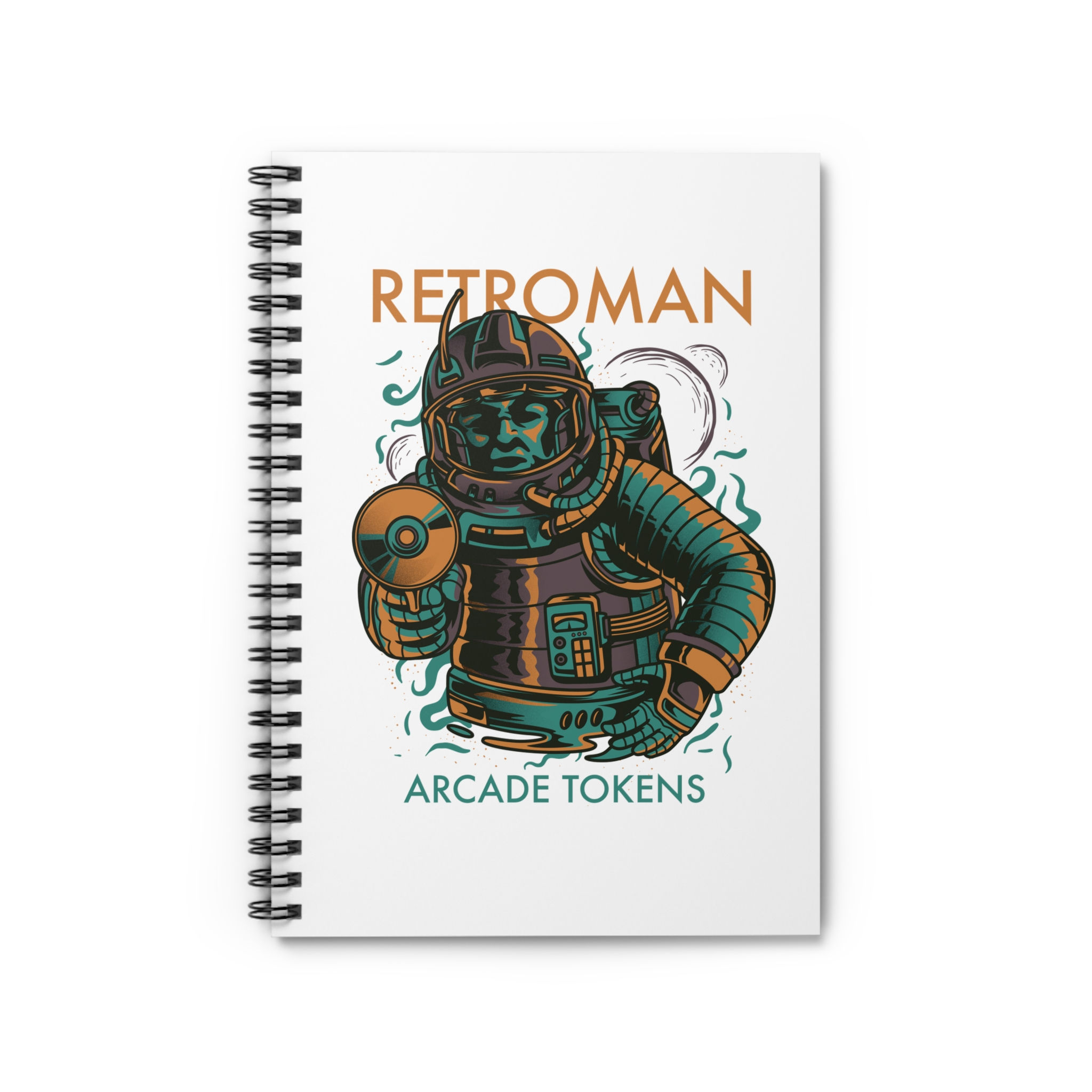 Arcade Token's Retroman Creative Writing Notebook - Ruled Line (White)