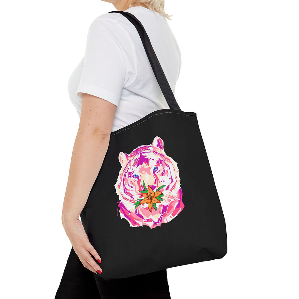 Thumbnail: Tiger Lily (Blueberries & Lemonade Edition) Custom Tote Bag (Black)