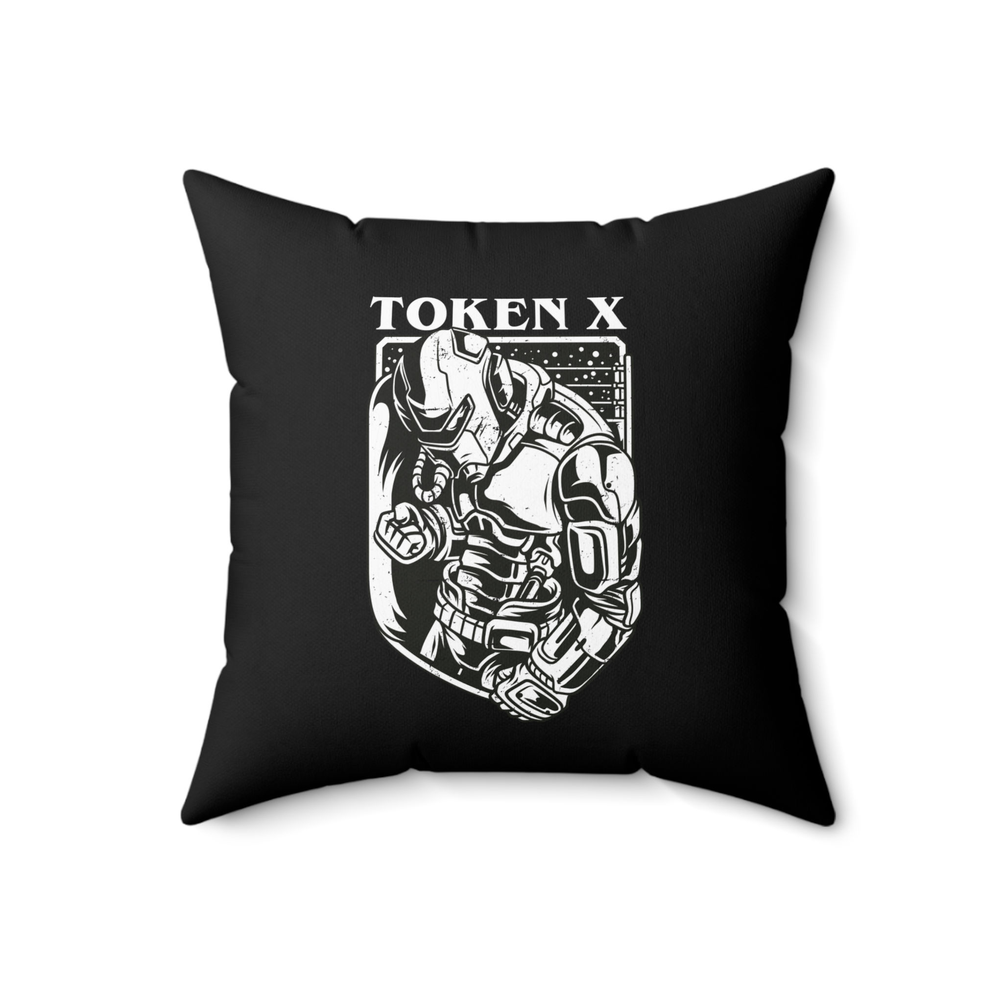 Arcade Token's Token X Decorative Throw Pillow (Black)