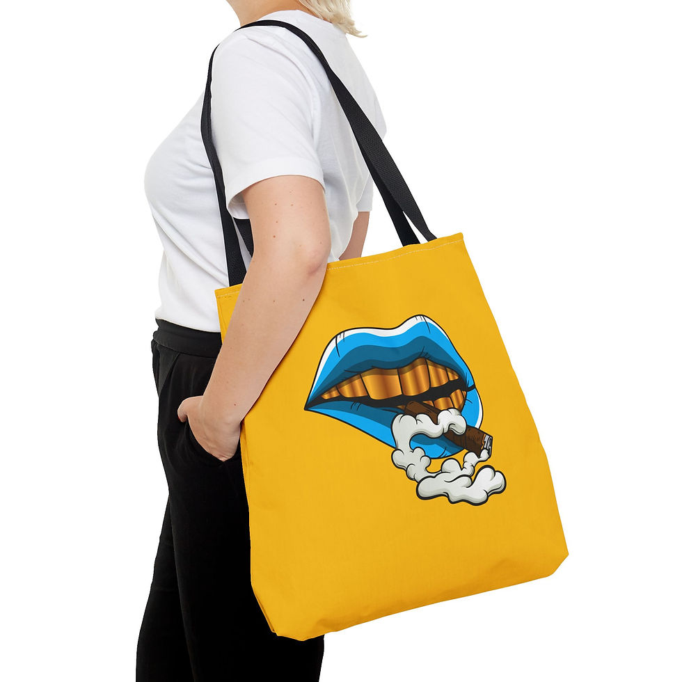 Thumbnail: Rolling Stoner (Blueberries & Lemonade Edition) Custom Tote Bag (Yellow)
