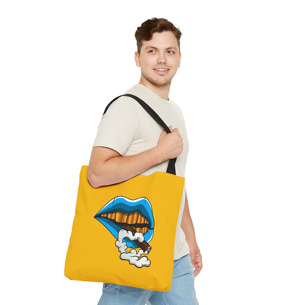 Thumbnail: Rolling Stoner (Blueberries & Lemonade Edition) Custom Tote Bag (Yellow)