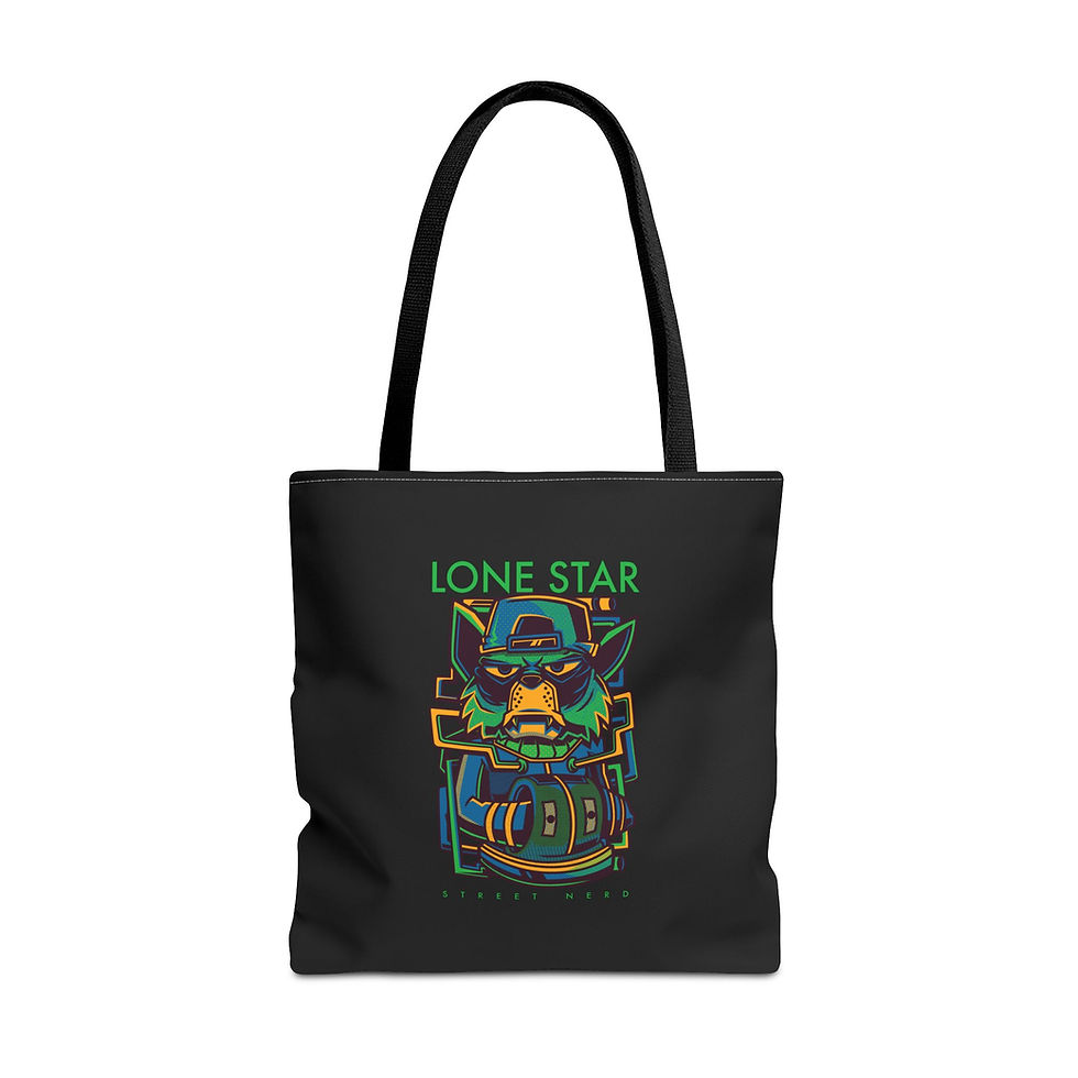 Thumbnail: Lone Star Wolf (Street Nerd Collection) Custom Tote Bag (Black)