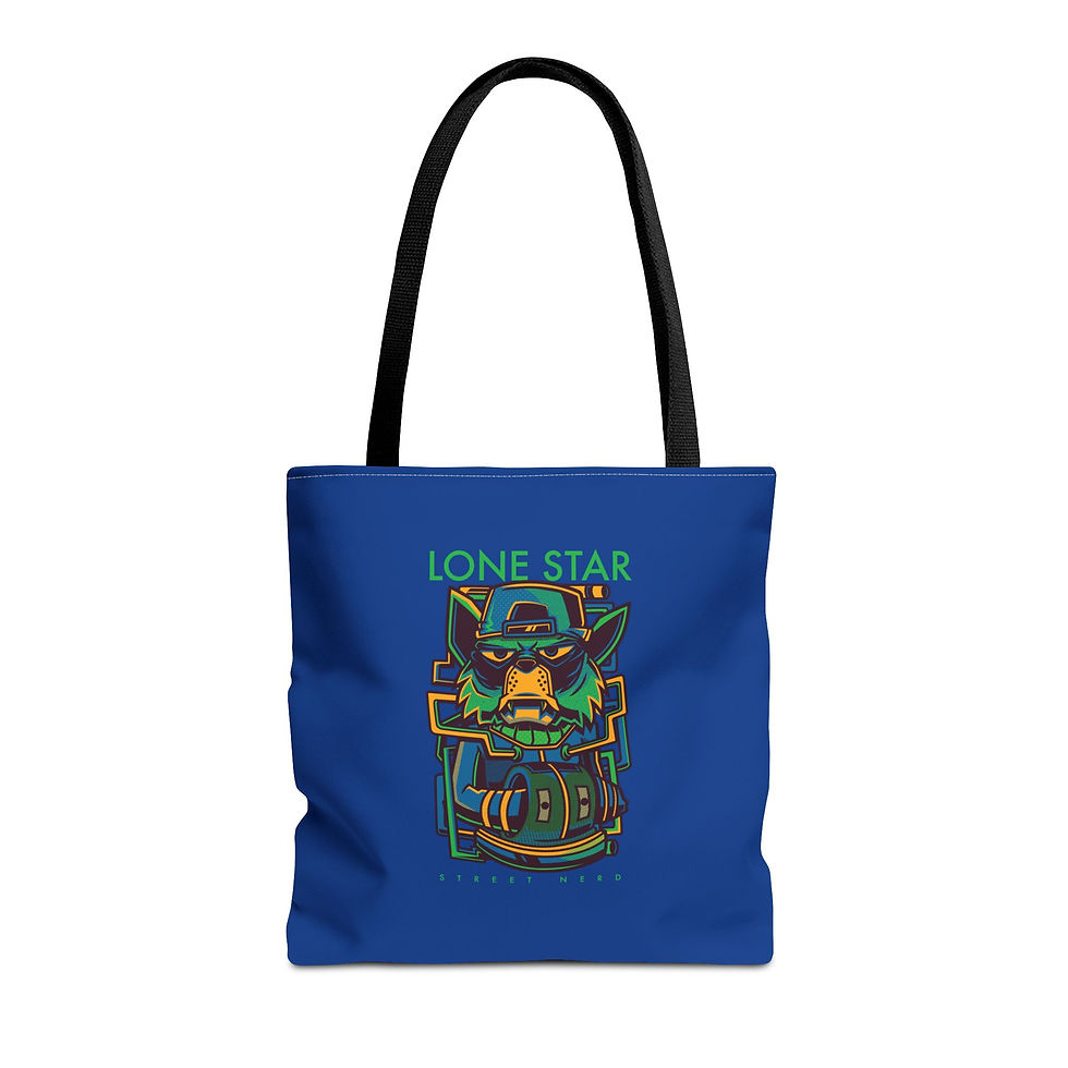 Thumbnail: Lone Star Wolf (Street Nerd Collection) Custom Tote Bag (Blue)