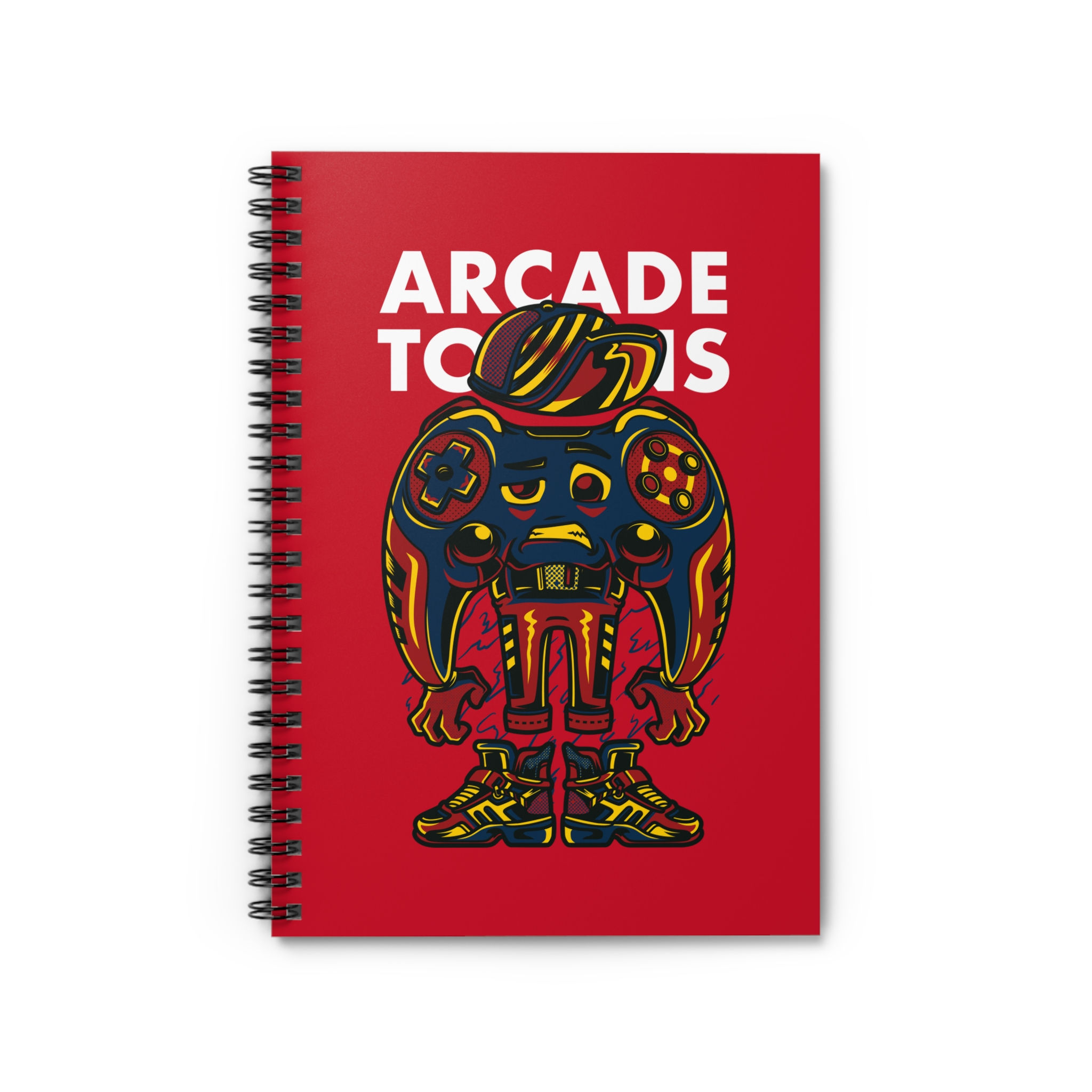 Arcade Token's Frantic Control Creative Writing Notebook - Ruled Line (Dark Red)
