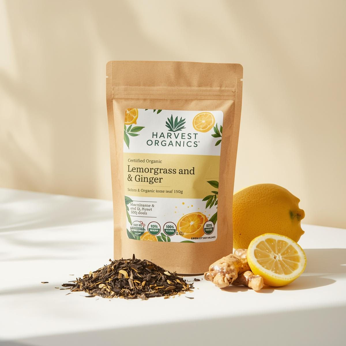 Certified Organic Lemongrass & Ginger (Premium) loose leaf 150g