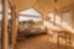 Panoramafenster der Cabin mit Blick af den See