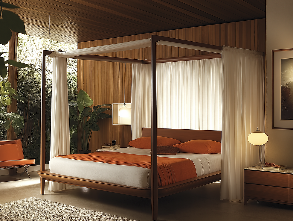 _sakkara_four_poster_bed_curtains_around_bedroom_bed_mid_centur_ee7e5b89-8b17-4e92-a352-31