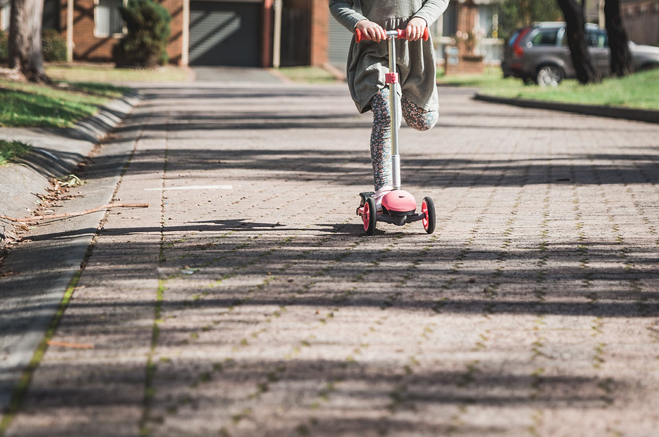 melbourne lifestyle photography of lockdown - child on scooter