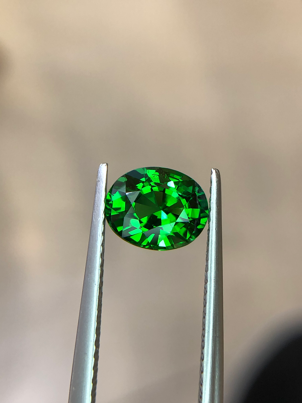Thumbnail: Bellerophon Certified 2.011 Carats Natural Vivid Green Tasvorite Garnet  