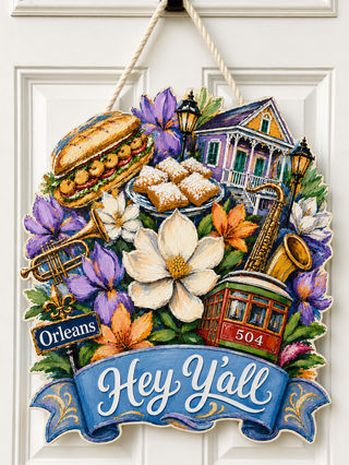 Hey Y'all Doorhanger | Christina Pappion - Shop New Orleans Hey Y'all Doorhanger | Christina Pappion - Shop New Orleans