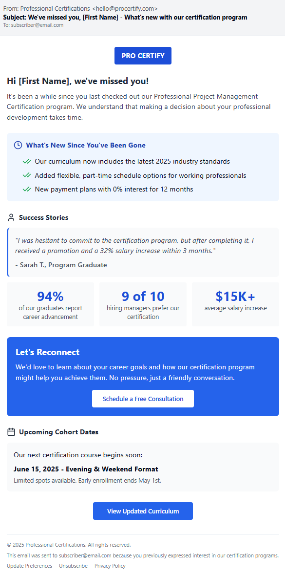 Re-Engagement Win-Back Campaign Example