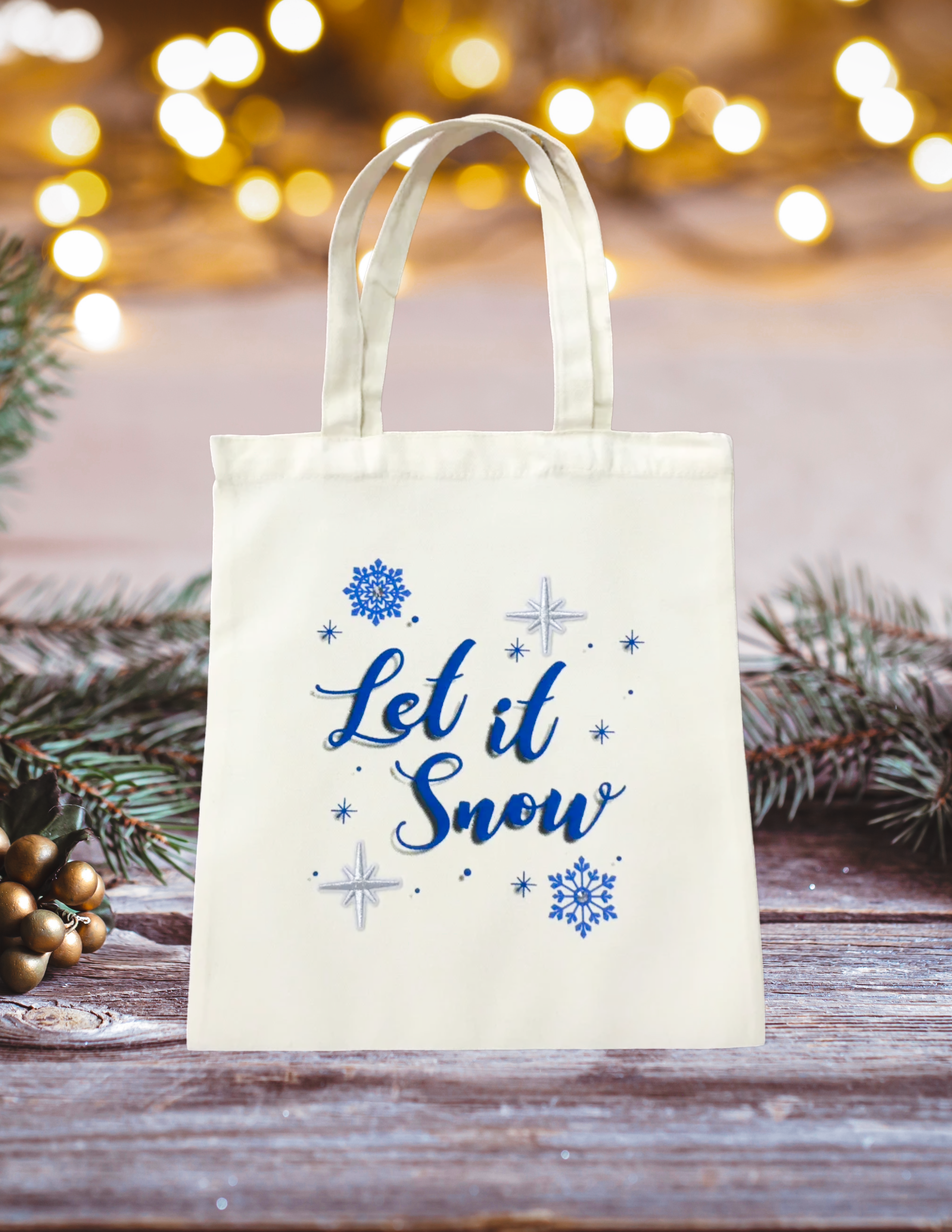 “Let It Snow” Winter Canvas Tote