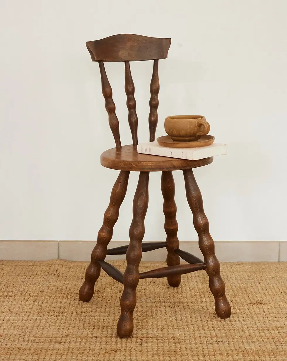 Miniature : Chaise d'appoint brutaliste pieds bobines