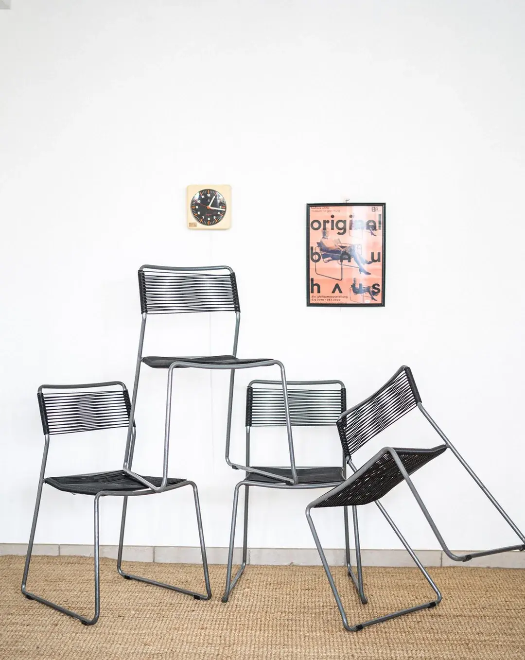 Ensemble de 4 chaises en scoubidou noir