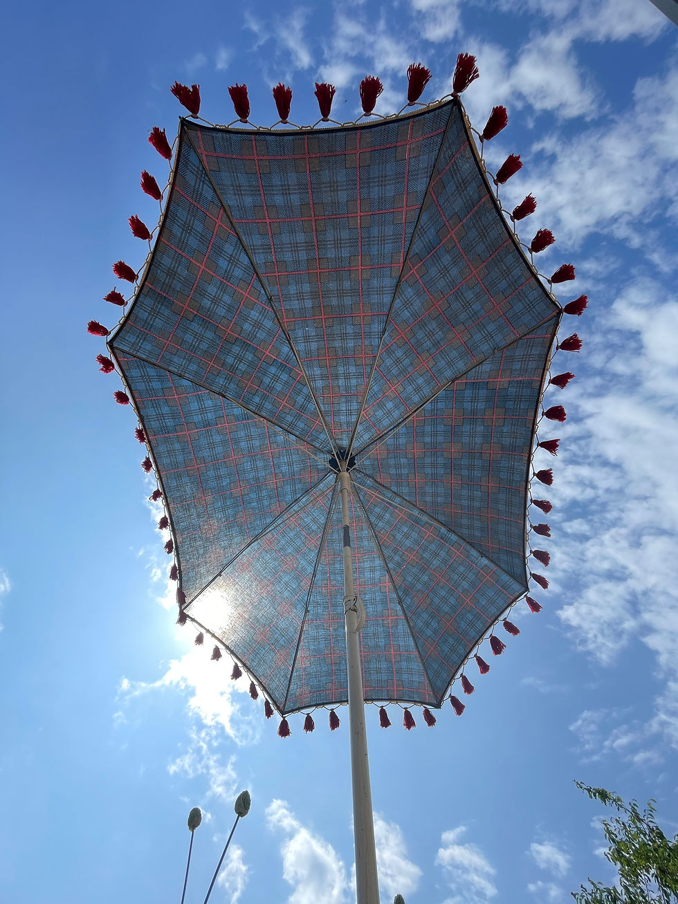 Miniature : Parasol vintage à pompons