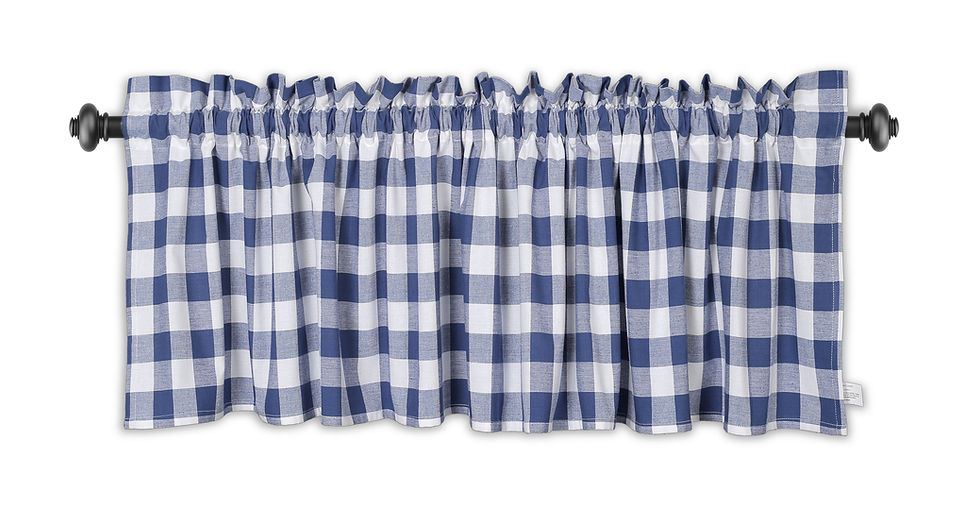 Thumbnail: Gingham Window Valance Curtains 72x16 - Set of 2 Panels