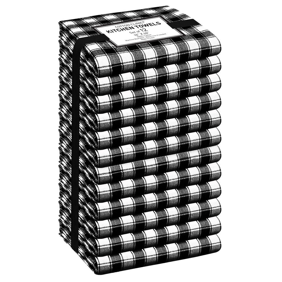 Thumbnail: Gingham Buffalo Check Kitchen Dish Tea Towels 16x26 Set of 12