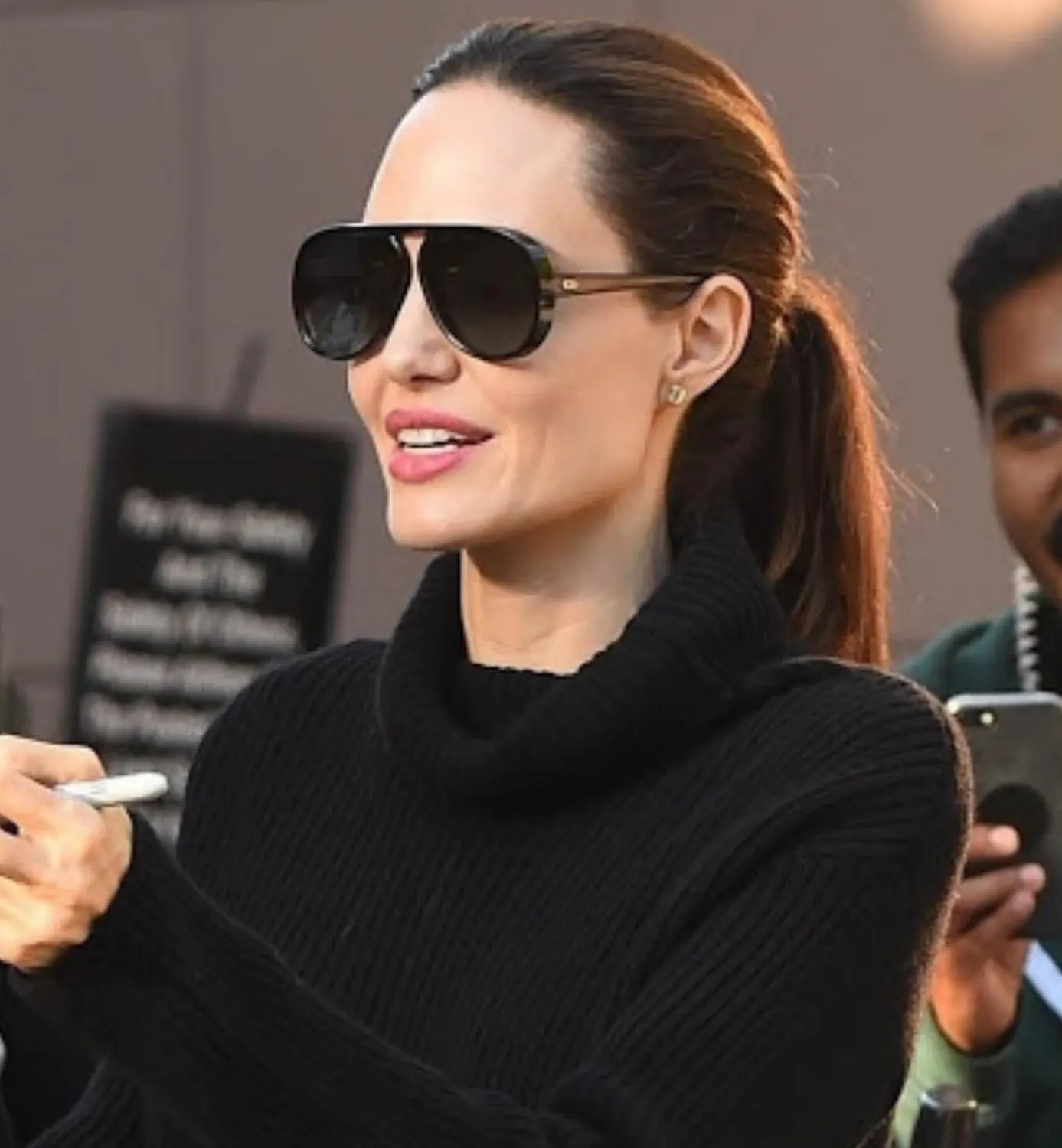 Angelina Jolie wearing aviators