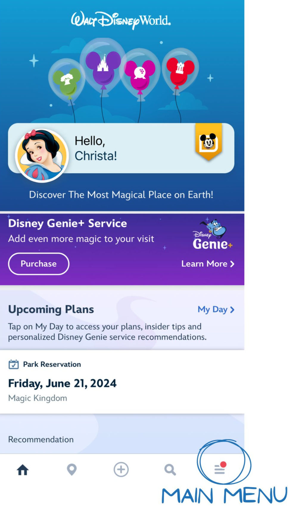 My Disney Experience app