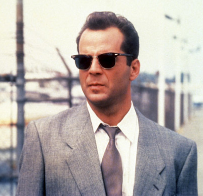 Bruce Willis wearing browline glasses