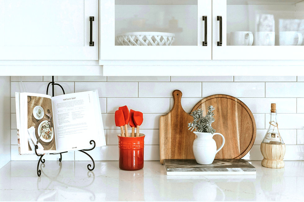 A well-organized kitchen counter.