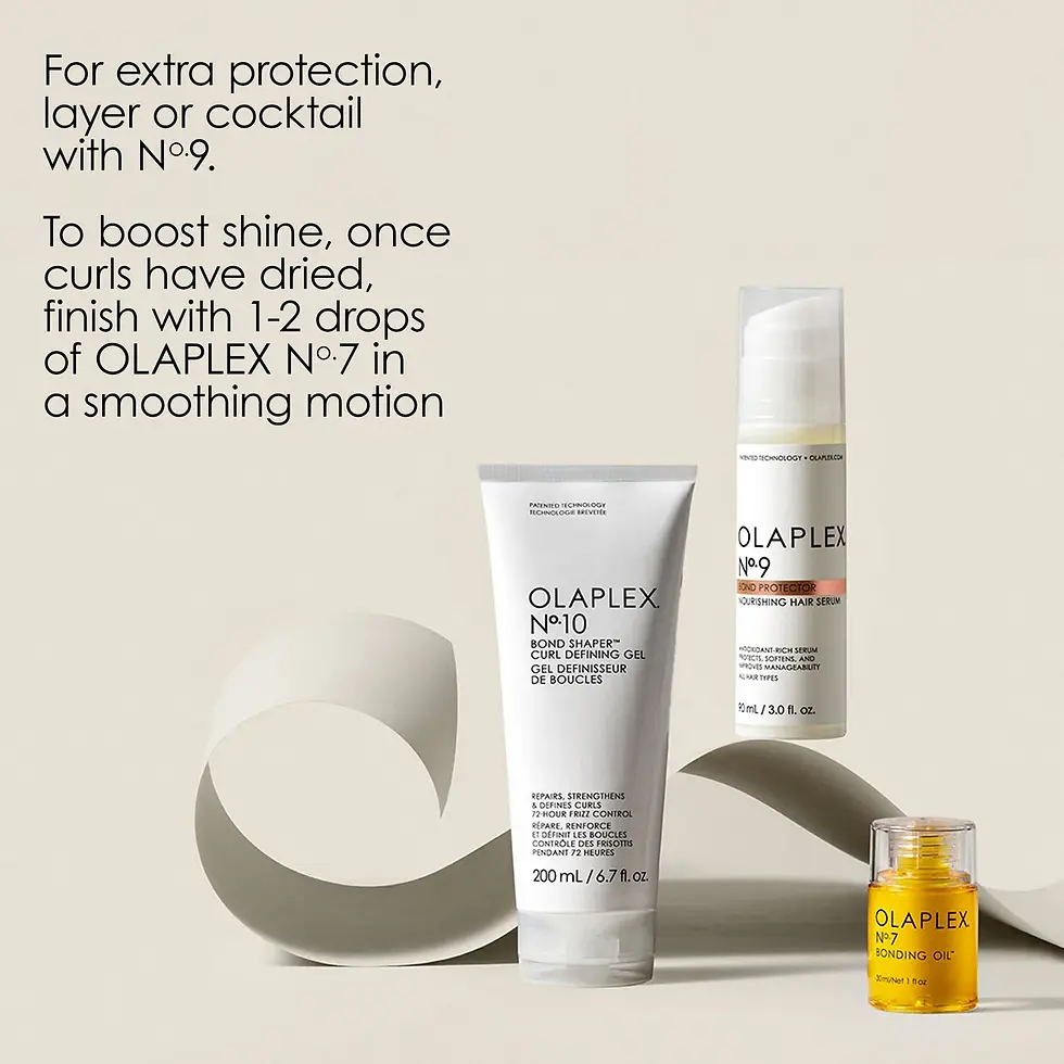 Thumbnail: Layer No. 9 Nourishing Hair Serum for protection, and 1-2 drops of No. 7 Bonding Oil  after using No. 10 Curl Defining Gel