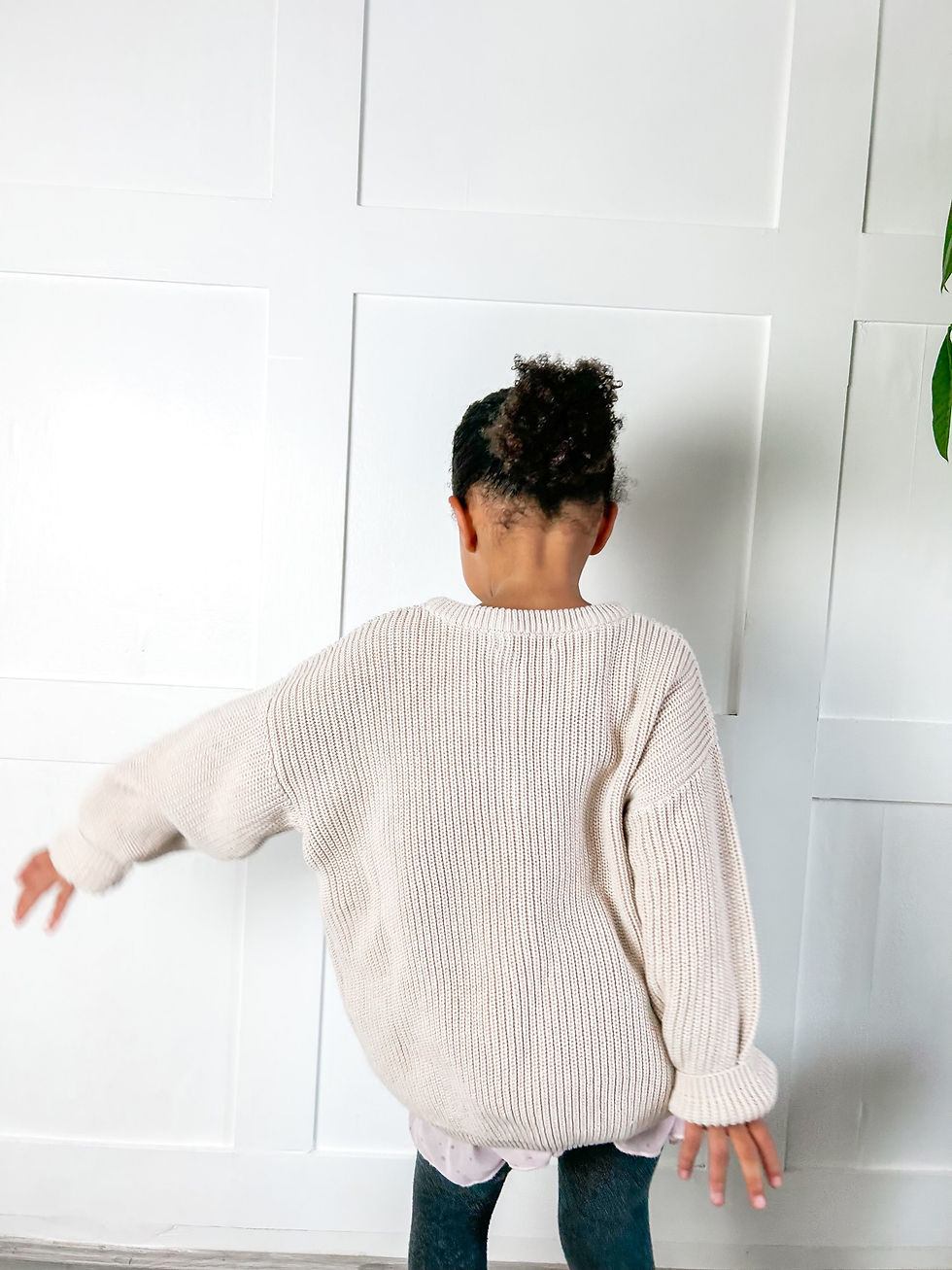Girls Beige Liv Sweater Back View