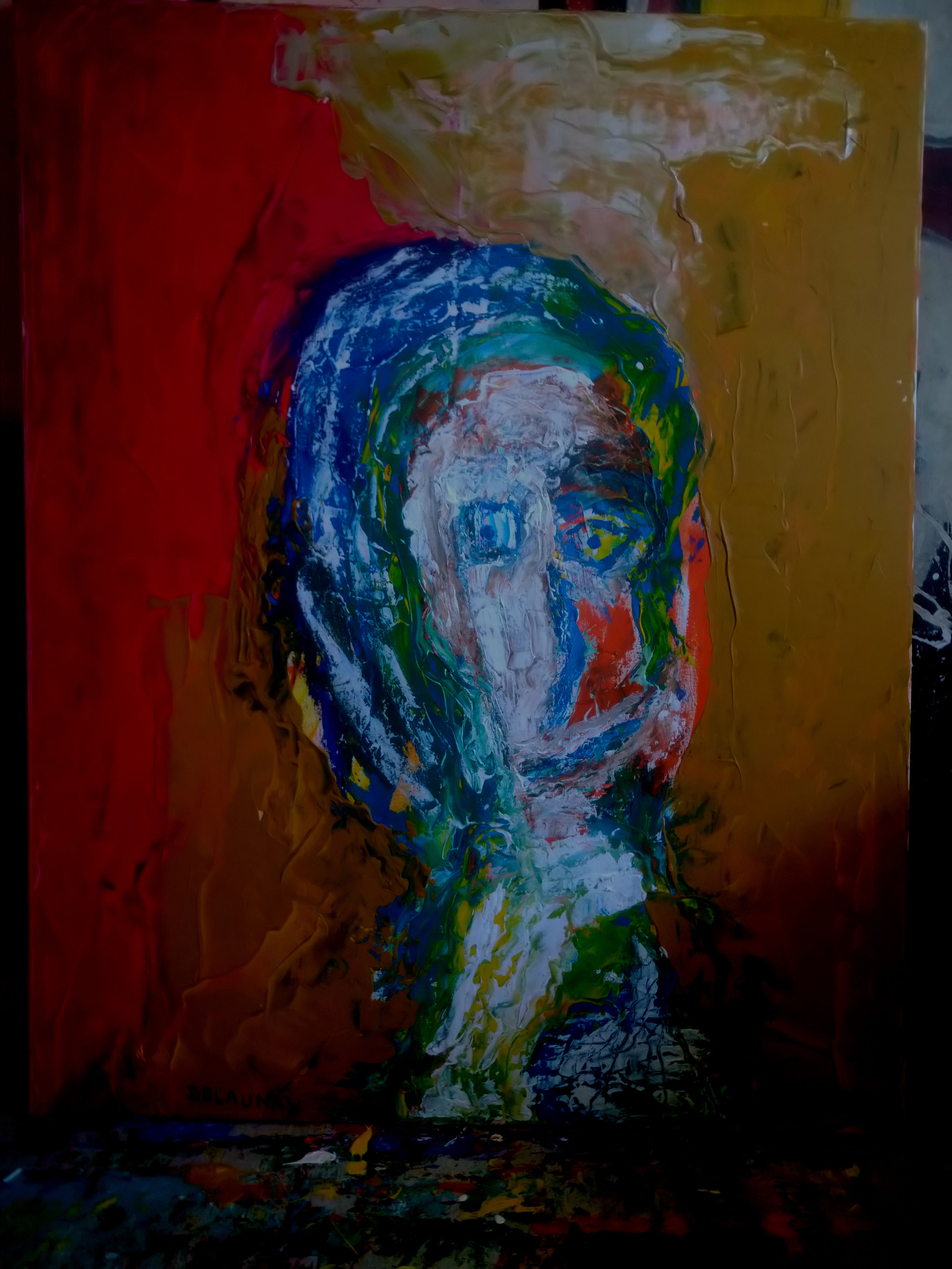 Toile sur châssis. 80x100. Réalisé au couteau.