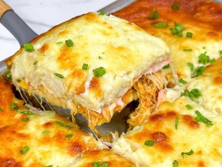 🍝🐔 Lasanha de frango desfiado com molho branco cremoso