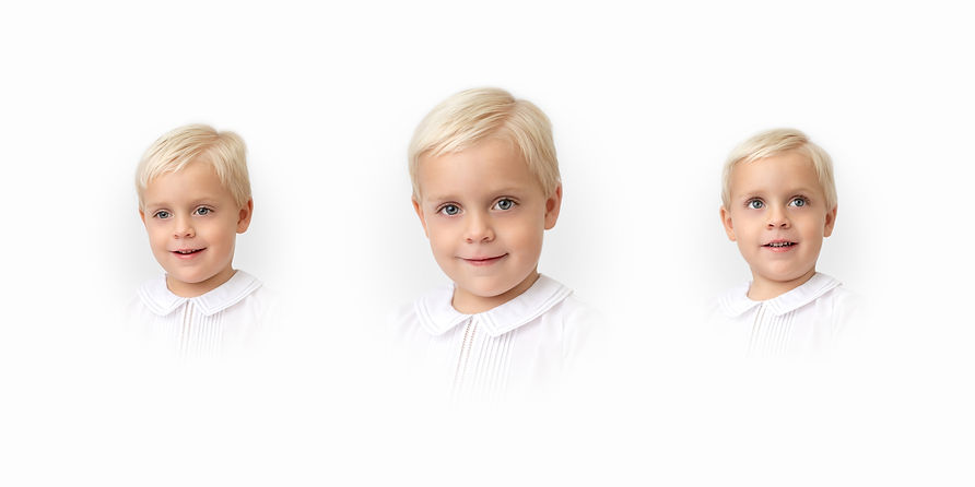 Heirloom portrait collage of a boy in a white collared john john.