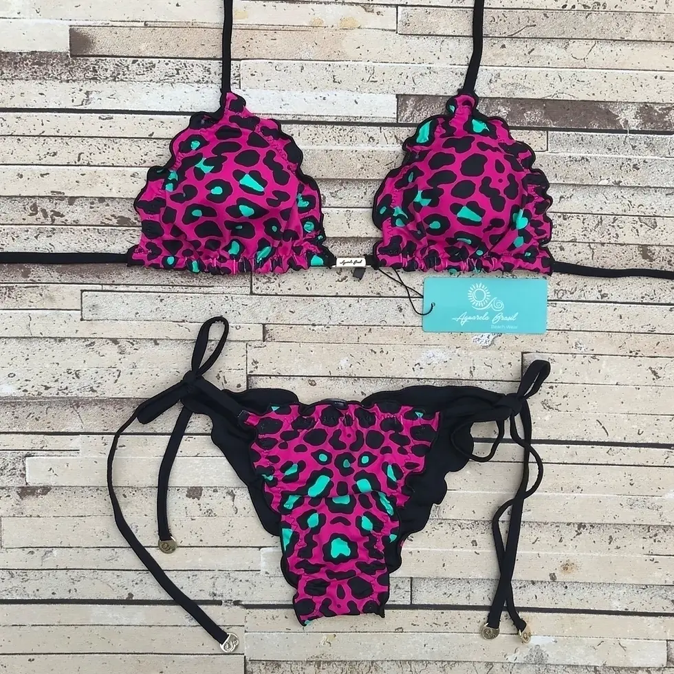 Thumbnail: Pink Leopard Tie-Side Set Bikini