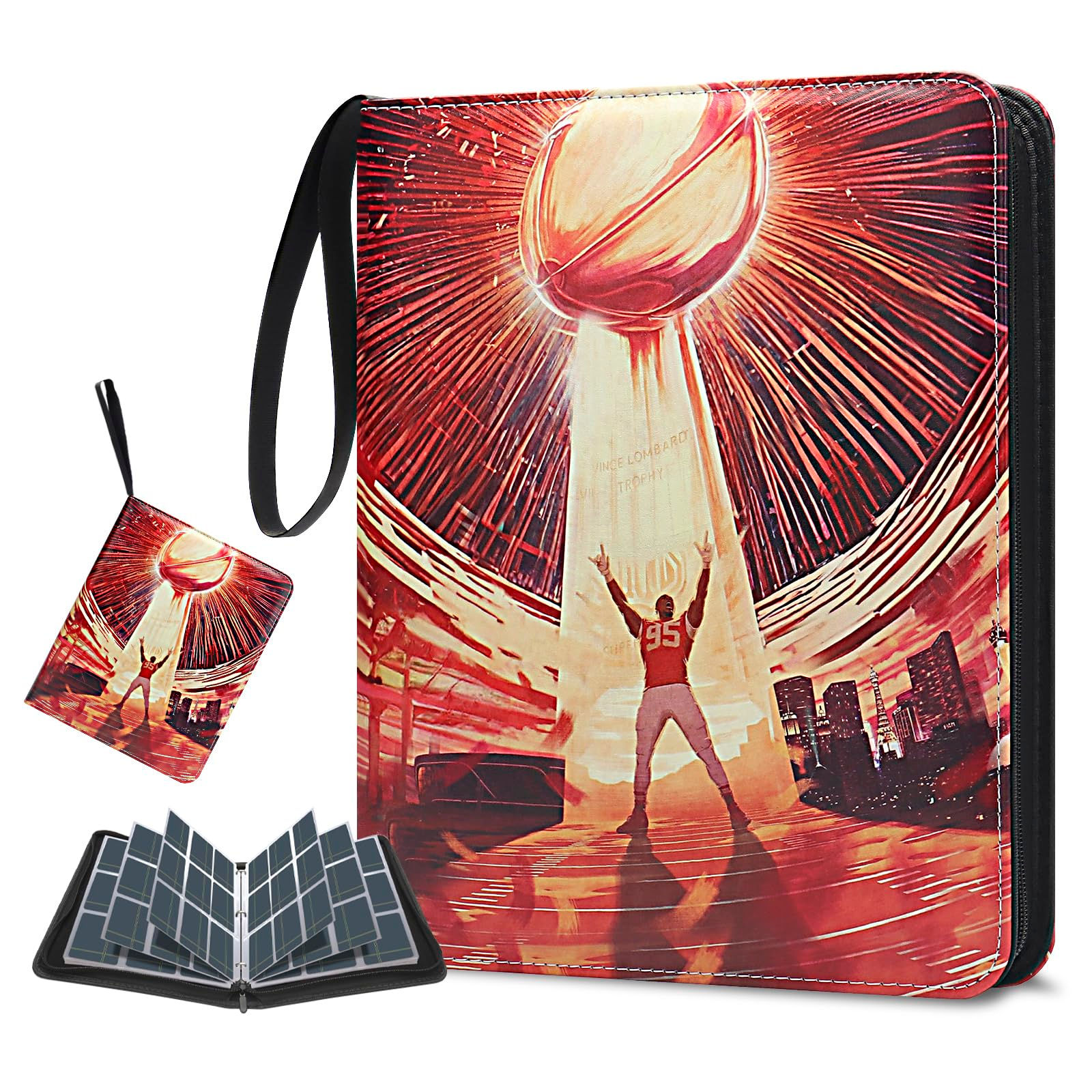Football Card Binder 900 Pockets HYMENEX Trading Card Binder 9-Pocket Sports Car