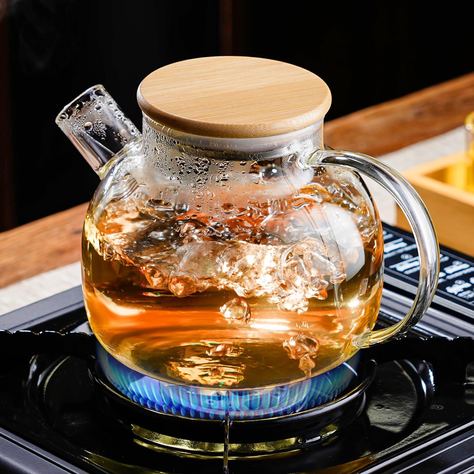PARACITY Glass Teapot Stovetop 34 OZ/1000ml Borosilicate Clear Tea Kettle with B