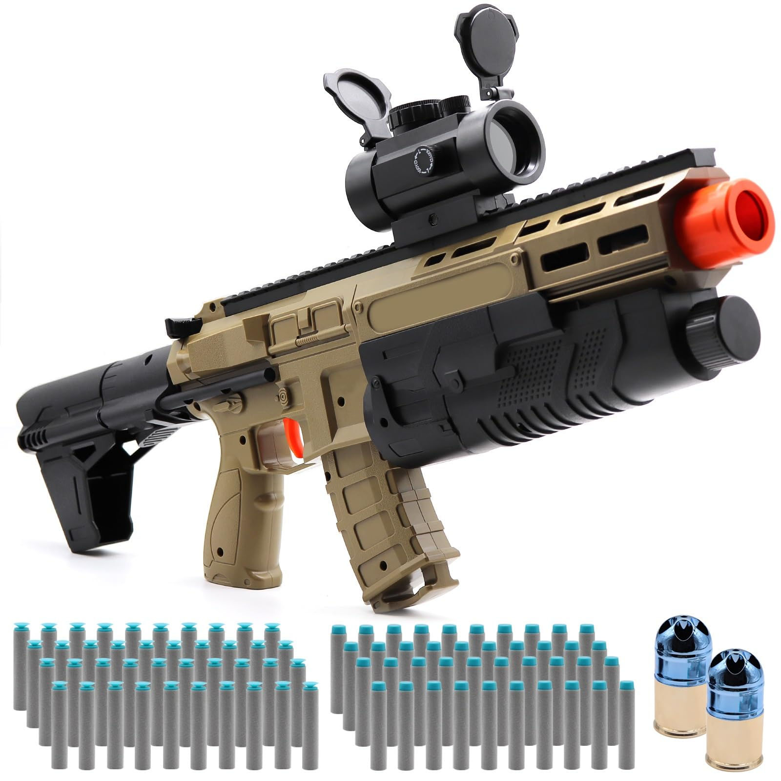 Bugrtey Grenade Toy Gun - Dart Gun with 80 Soft Bullets 2 Magazines and 1 Sight