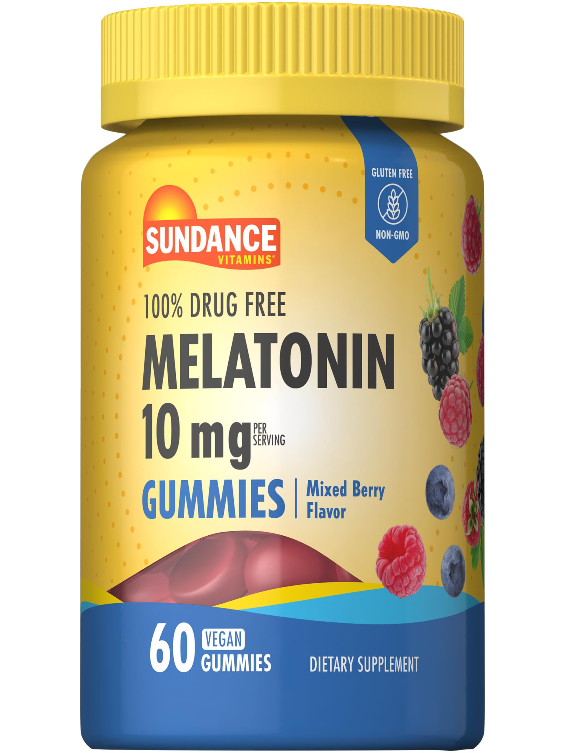 Sundance Melatonin Gummies | 10mg | 60 Vegan Gummies | Mixed Berry Flavor | Vega