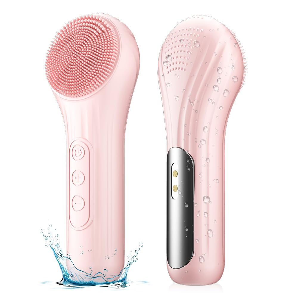 Silicone Face Scrubber Facial Cleansing Brush with Heating and Vibration Electri