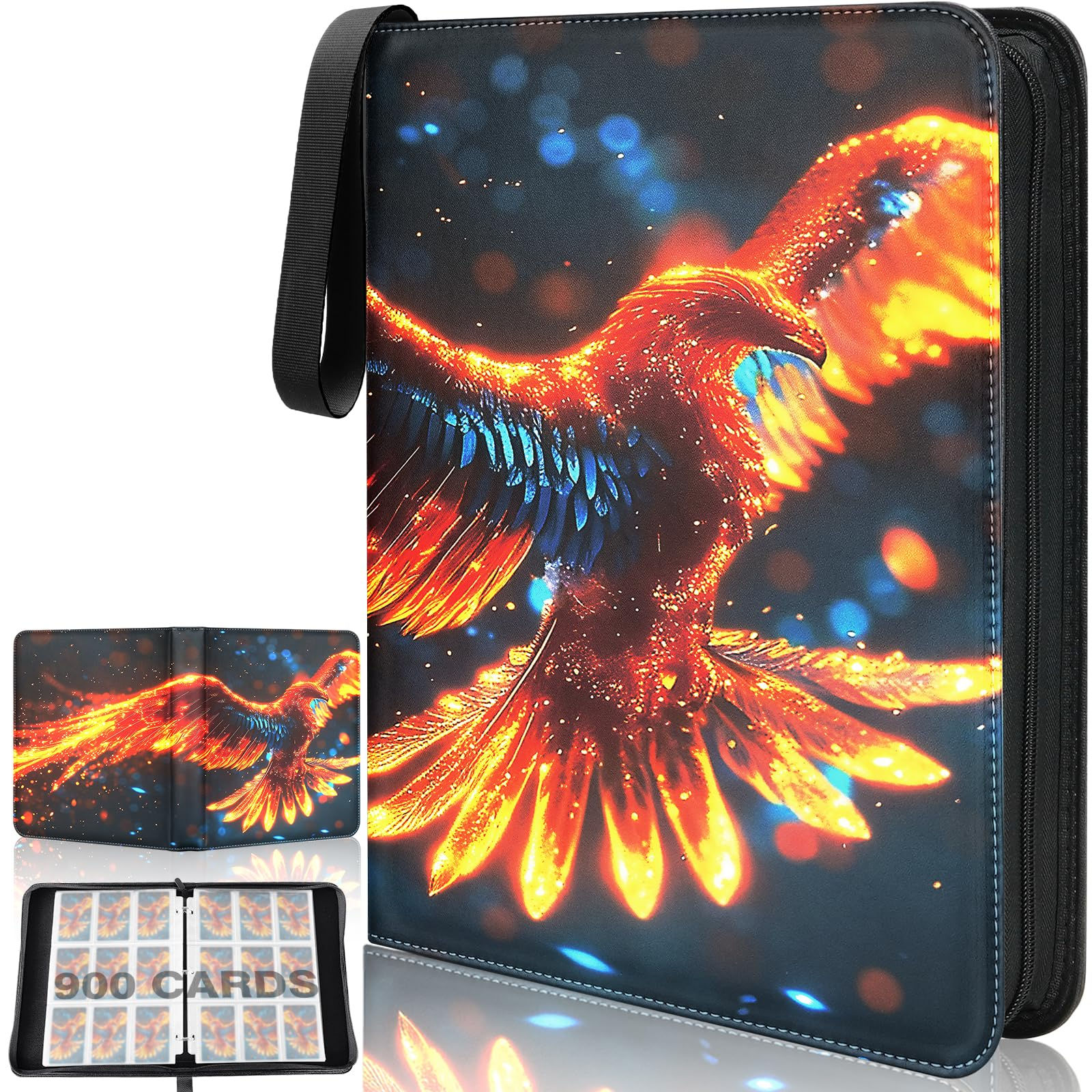 Winsing Card Binder 9 Pocket with 50 Removable Sleeves 900 Cards Holder for Game