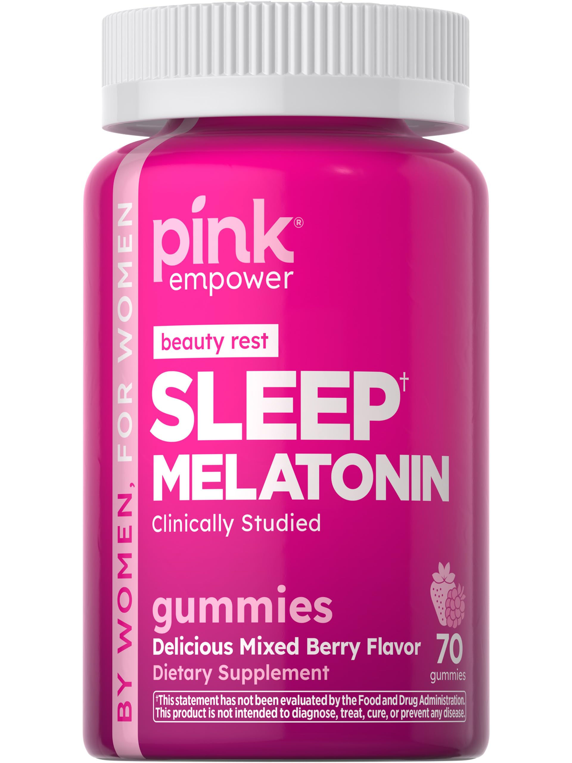 PINK Melatonin Gummies | 10mg | Max Potency | Mixed Berry Flavor | Vegan Non-GMO