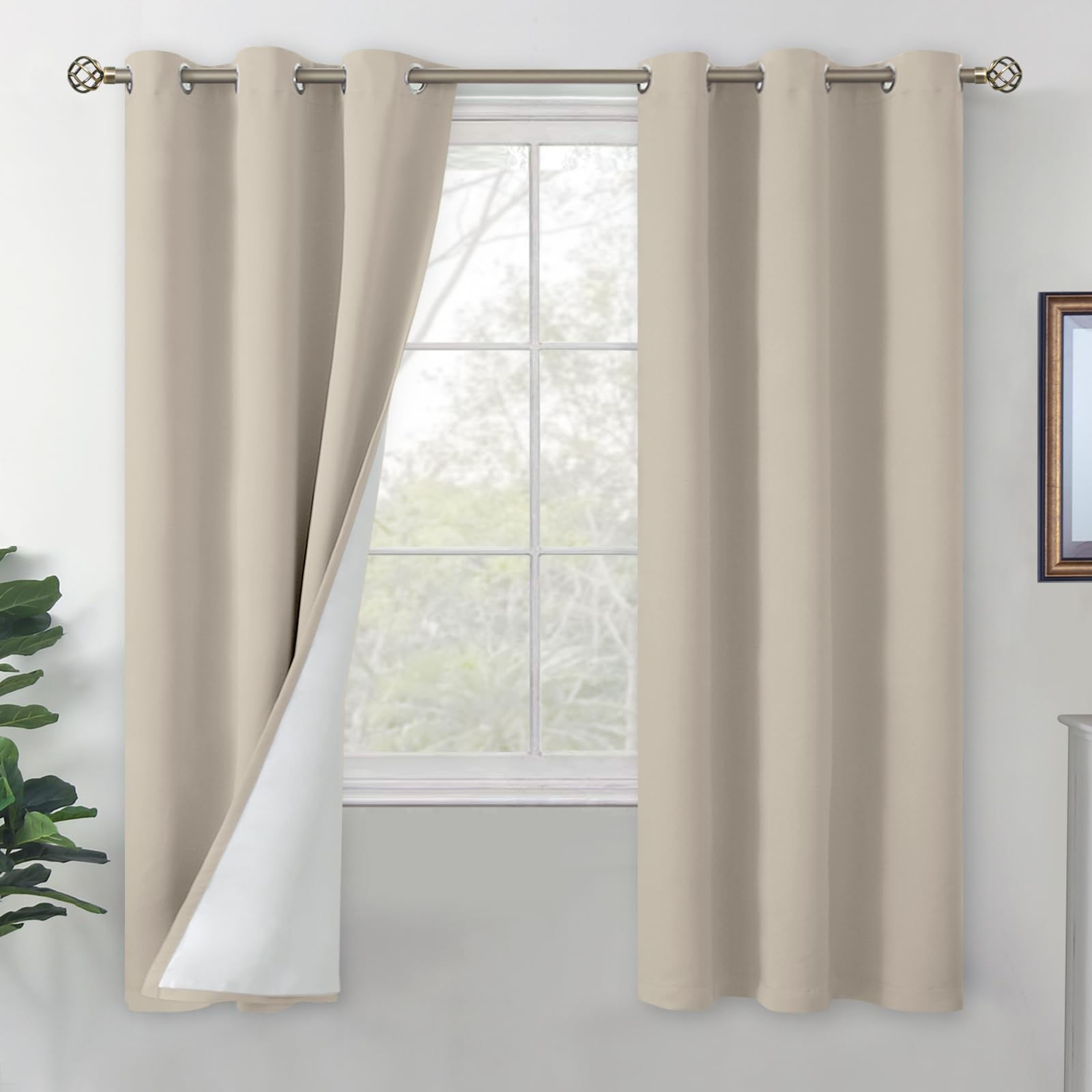 BGment Cashmere Blackout Curtains for Bedroom 72 Inch Long Thermal Insulated Bed