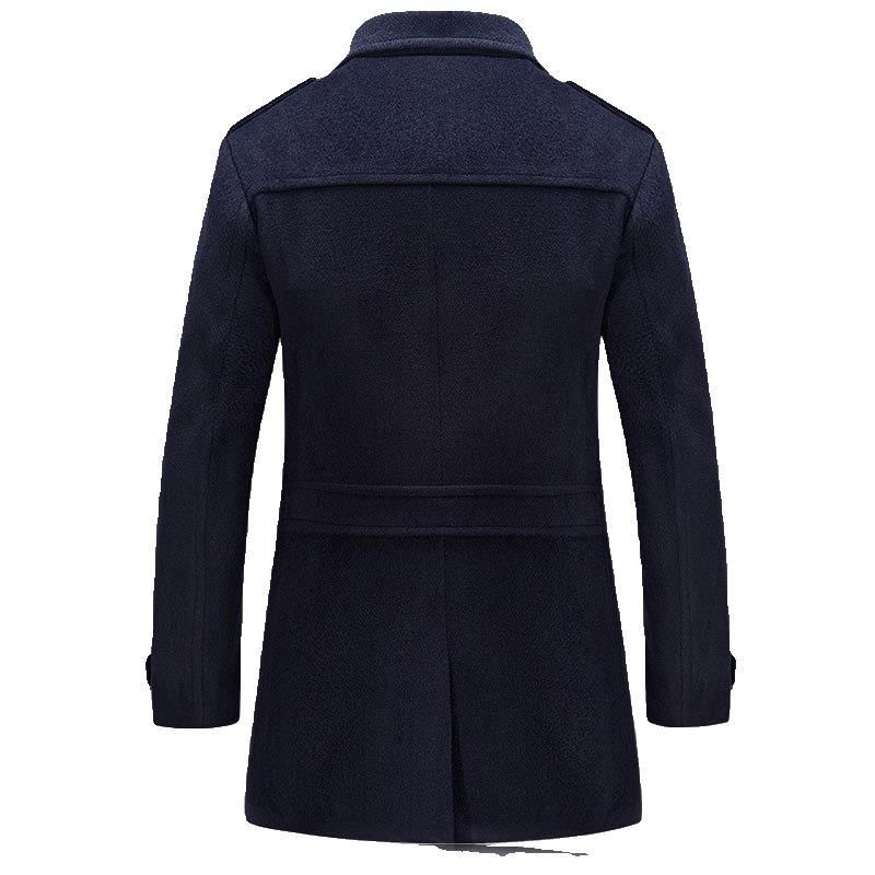Men's Winter Wool Blend Overcoat - Casual Mid-Length