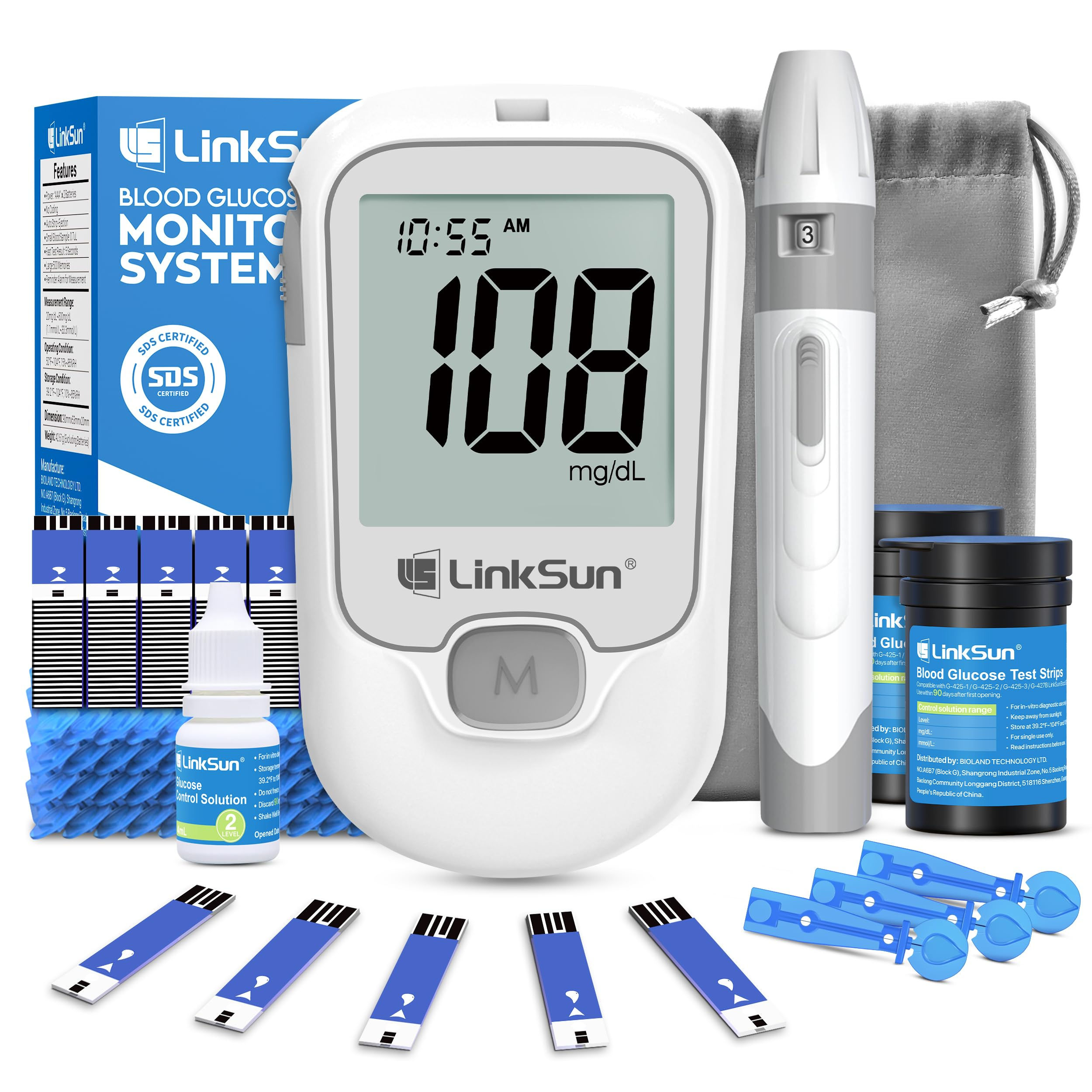 G-425-1 Blood Glucose Monitor Kit 100 Test Strips 100 Lancets 1 Control Solution