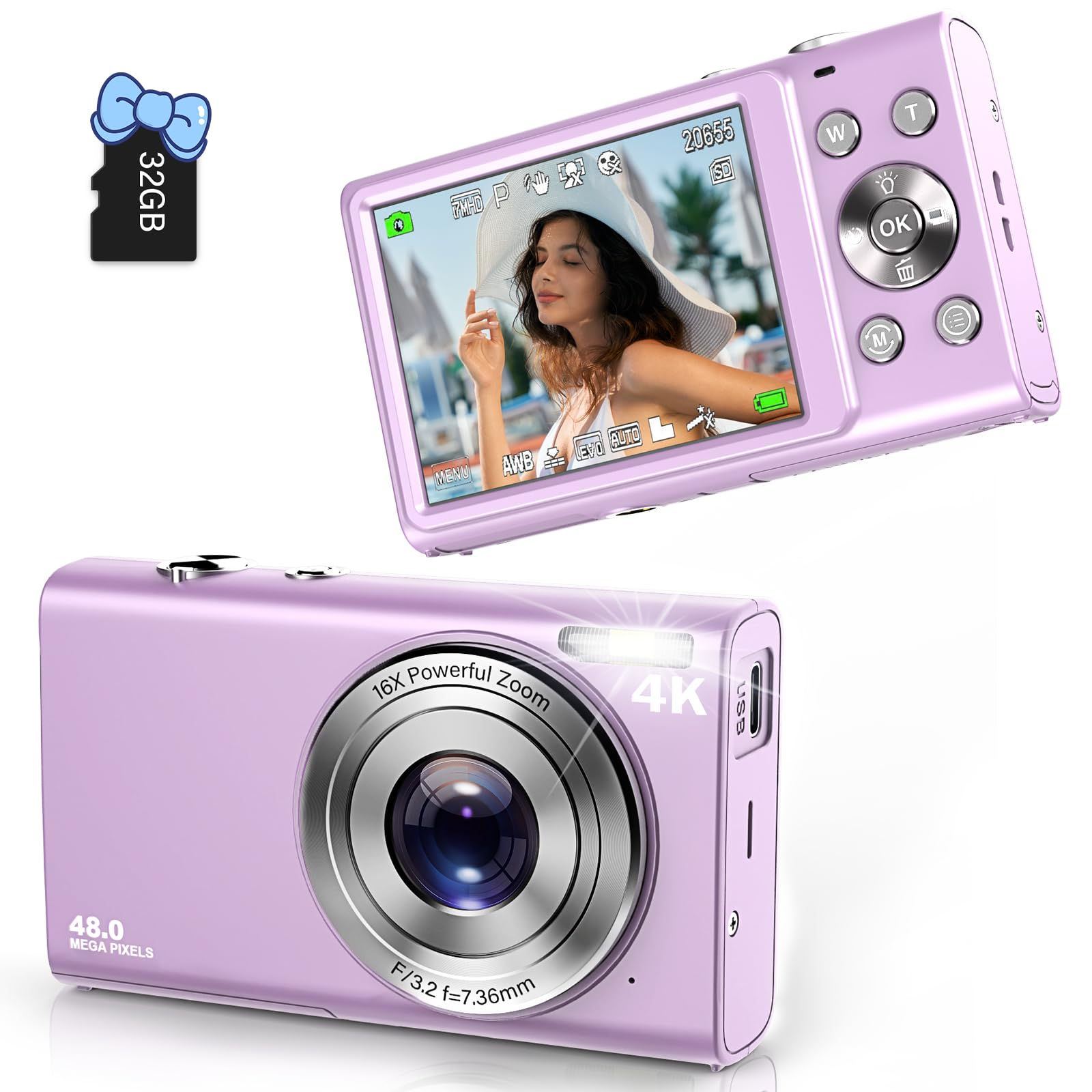 Digital Camera Autofocus FHD 4K Vlogging Camera 48MP 16X Digital Zoom Digital Ca