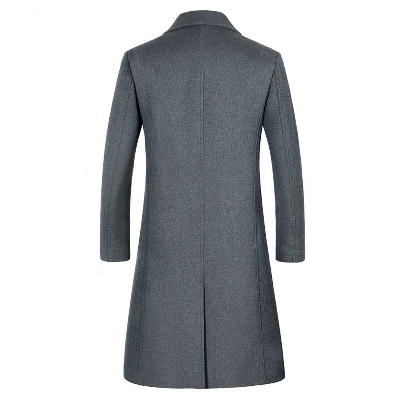 Men's Wool Blend Overcoat - Stylish Mid-Length Design
