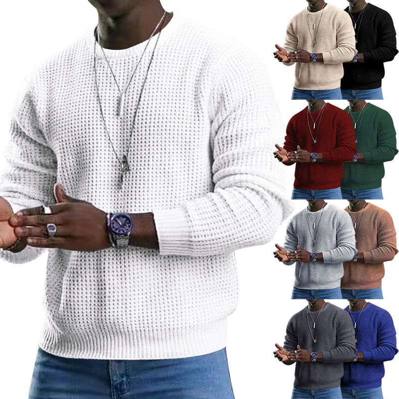 Men's Color Block Waffle Knit Long Sleeve T-Shirt