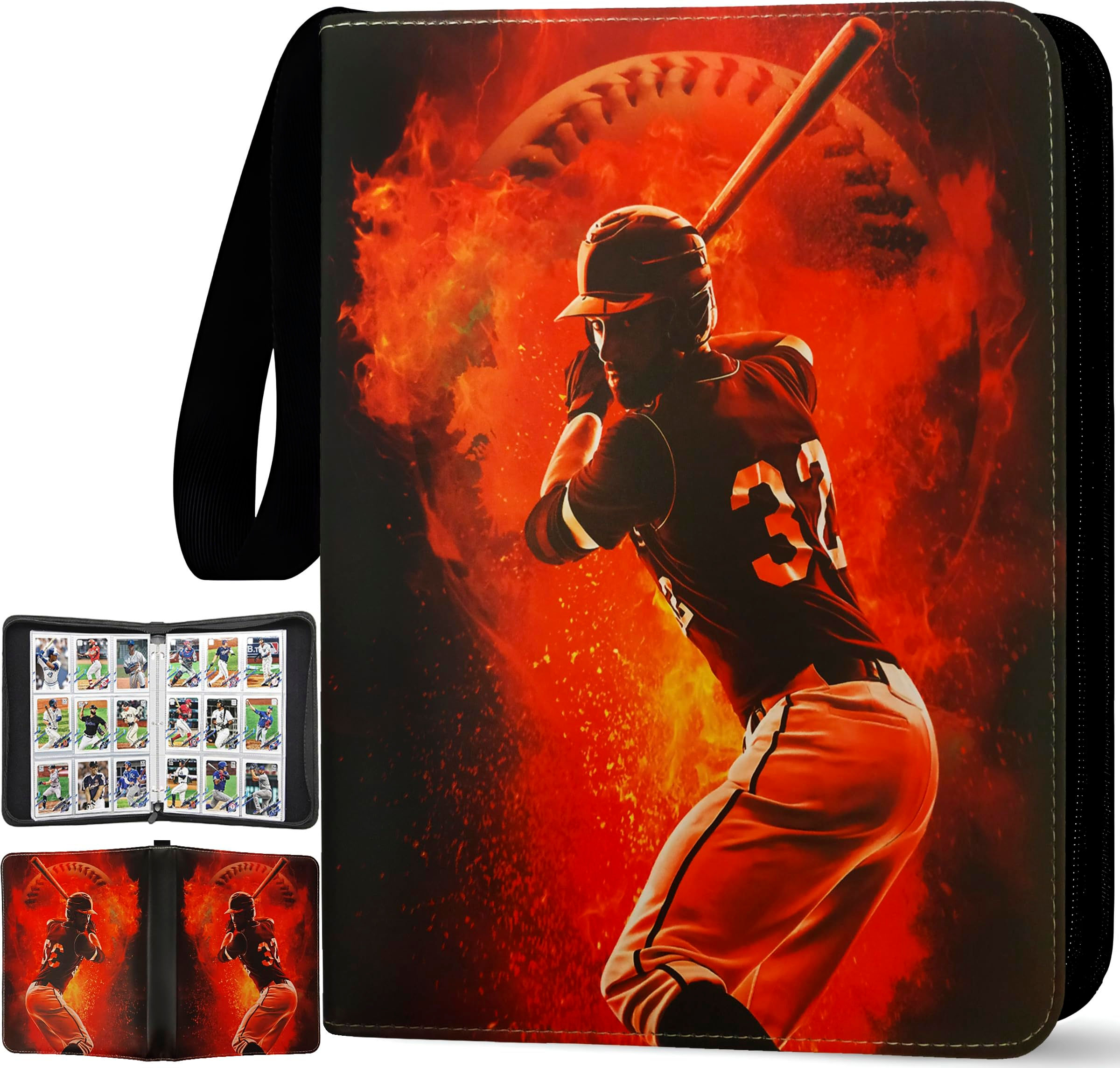 Baseball Card Binder 900 Pockets 50 Sleeves Large Baseball Binder 3 Ring Zipper