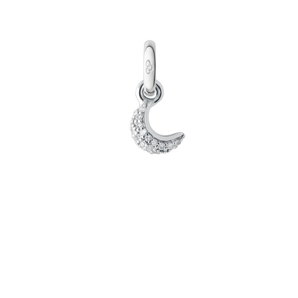 Links of London Keepsakes 18kt White Gold & Diamond Pave Mini Moon Charm
