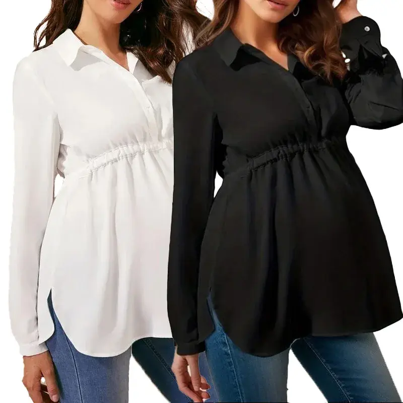 Maternity Clothes Pure Color Loose Breathable Comfort Shirt Elegant Simple